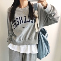 러브앤시티 여성 웰니스 맨투맨 MTM 세미 크롭 라운드티셔츠 쭈리 기모