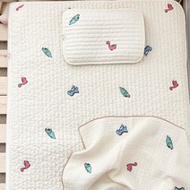 베베호아 신생아 3종세트 (패드 베개 블랭킷) 쿨냉감소재 아기 여름 침구, 공룡자수, 공룡자수