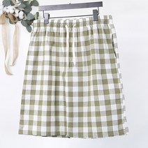 파인클로젯 고방 체크 와이드 5부 여름 밴딩 허벅돼 반바지