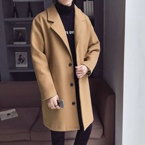 가을 겨울 하프 기장 두꺼운 오버핏 모직 코트 아우터 남자 남학생 검정 카멜 가성비 코트