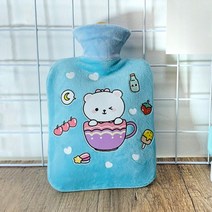 에이와이 곰돌이 보온 커버 세트 물난로 캠핑 온수주머니, 블루-1000ml