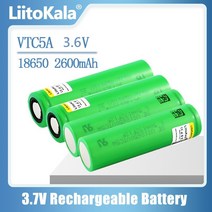 LiitoKala 리토칼라 3.6v 18650 배터리 VTC5A 2600mah 리튬 이온 충전식 US18650VTC5A 고방전 30A 충전지, 1개