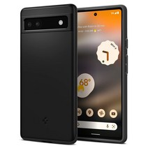 Spigen Pixel6a 케이스 얇은 렌즈 보호 마찰 방지 얇은 커버 경량 지문 방지 심플 매트 마무리 싱 피트 ACS04473 (블랙)