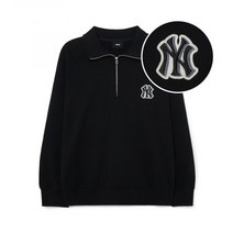 MLB 베이직 미디움로고 반집업 오버핏 맨투맨 NY Black 3AMTB0331-50BKS