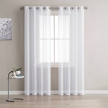 IYUEGO Country White Solid Indoor/Outdoor Grommet Top Window Sheer Grommet Top with Custom Multi Siz, 1