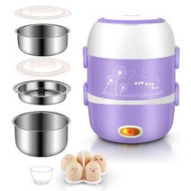 미니 밥솥 1-4인용 스마트 dmwd 전기 23 레이어 스테인레스 스틸 라이너 휴대용 계란 보일러 steamer food warmer lunch box 자취 원룸 쿠커 254, 세 개의 레이어 보라색, 협력사, 220v