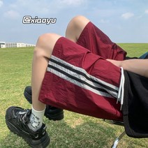 gcs보드 단열재 결로방지 미국 복고풍 스포츠 반바지 남성 여름 2023 루즈 캐주얼 농구 5부 바지 트렌디, 중, TY887 와인 레드