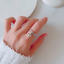 은도금 실버볼 두줄 프리사이즈 반지