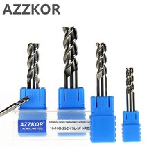 밀링커터 합금 코팅 텅스텐 강 도구 알루미늄 cnc maching 3 블레이드 엔드밀 탑 우드, 10.0mmx75l
