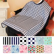 복쐬낭생활용품 성인용턱받이 버튼형타입 어르신 노인 성인 식사 턱받이 환자 식사 위생 앞치마 방수 원단 큰턱받이 촘띱웠 스트라이프 체크 플라워 패턴 eJ29L+k0C2p, [네이비 체크], 1개