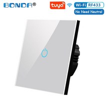 스마트스위치 스위치봇 스마트싱스 BONDA 스마트 스위치 Tuya RF433 No Neutral 컨트롤은 Google Alexa 1/2/3 Gang Smart Life 홈 라이트, 16 B655N Gray 01