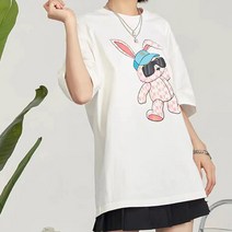 오버핏 래빗 반팔 티셔츠