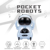 인공지능로봇 움직이는 로봇 대화 형 대화 지능형 rc 노래 춤 교육 음성 대화 미니 포켓 녹음 말하기 장난감, 파란색