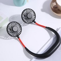 듀얼 쿨링 넥밴드 넥밴드무선선풍기 USB Mini Neck Fan Rechargeable Portable Hanging Neckband Sports 3, 01 Black Red
