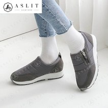 기타 [애슬릿] 발 편한 여성 패딩 투톤 지퍼 슬립온 운동화