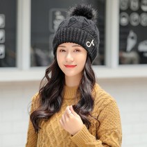 방울털모자 일본 구매 대리점 두꺼운 토끼 모직 모자 가을 겨울 패셔너블한 여성을 위한 추위를 예방하고 보온 플러스 벨벳 니트 모직 볼 풀오버 모자