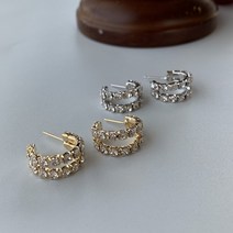 화려한 두줄 투링 큐빅 링귀걸이 드레스 파티 알러지방지