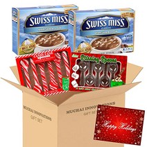 Swiss Miss Hot Cocoa Mix with Marshmallow 12 Envelops 6 페퍼민트 캔디 케인 스푼 & 6 밀크 초콜릿 교반 스푼 플러스 무료 카드 태그, 상세참조, 수량