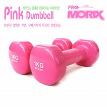 네오프랜 아령 덤벨 PVC 남자 여자 홈트 핑크 미용 아령 1kg 2개