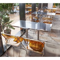 스테인레스 4인 테이블 커피 숍 레스토랑식탁 테이블, 직사각형 테이블 원형