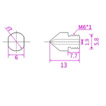 3D프린터부품 3D 프린터 V6 다이 스틸 노즐 V5 고온 경화 M6 스레드 0.2/0.4/0.5/0.6/0.8mm 1.75mm, 04 1.75 0.5mm