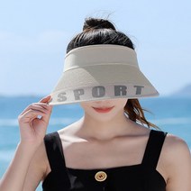 모니카룸 여성 썬캡모자 봄 여름 자외선차단 라탄 모자 운동 골프, 그레이
