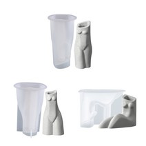 1pc/3pcs 인체 꽃병 실리콘 냄비 금형 즙이 많은 화장 찰흙 시멘트 석고 금형 DIY 홈 정원 화분 곰팡이, 세트