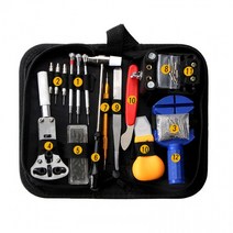 시계수리공구세트 스프링바 핀 손목 덮개 뚜껑 오프너 클램프 약 배터리 건전지 교체 시계줄, 고급형 16종