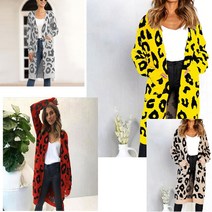 호피 롱 니트 가디건 옐로우 레드 러블리 편안한 가을 여자 고급진 기본 모던한 룩 20대 겨울 베이직한 데일리 오버 심플 가벼운 간절기 여성 아우터 상의 캐주얼 자켓 재킷 블랙