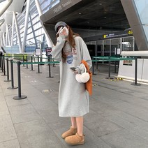위위브렌 루즈핏 롱 후드 원피스