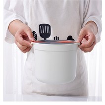 전자레인지용기 찜기 노 오버플로우 라이스 쿠커 전자레인지용 간편 밥솥, 오렌지 밥주걱