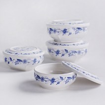 클래식블루 도자기 뚜껑 찬기 3size 중, 1개, 색상