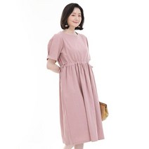 애비뉴투지 엄마옷 린넨 허리셔링 끈 여성 여름 반팔 라운드 롱 원피스 O06204 50대 60대 중년여성