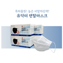 특허출원 유닥터 덴탈마스크 50매 100매 / 비말차단 96% MB필터 3중구조, 검정마스크, 50매(1BOX)