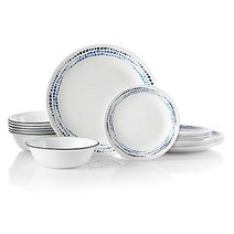 Corelle 오션 블루 식기 세트 6 | 18피스 칩 및 크랙 방지 세트(청소하기 쉬운 6개의 디너 플레이트 애피타이저 플레이트 수프 및 시리얼 그릇 포함) | 미국에서 자랑스럽게