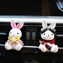 꿈을주는향기 봉제토끼인형 차량용 석고 방향제  10ml 추가리필 증정, 봉제토끼인형세트, 레몬라벤더