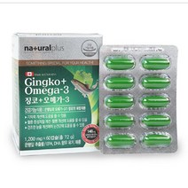 네추럴플러스 캐나다징코오메가3 (60캡슐)은행잎추출물 EPA+DHA, 1200mg, 1박스