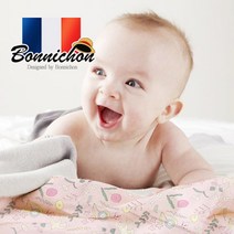 보니숑 프랑스 아기담요 끈이있는 신생아블랭킷 라지사이즈, 타이블랭킷(라지)-코코브라우니