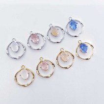 물방울 컬러 큐빅 꼬임링 펜던트 팔찌만들기 목걸이만들기 귀걸이펜던트 동대문부자재 키링부자재, 블루, 골드