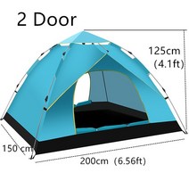 캠핑 여름 겨울 낚시 장비 1 2 3 4 인용 해변 지붕 상단 파란색 녹색 접이식 텐트, 04 Sky Blue M 2door