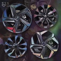 JS automotive 뉴투싼IX 홀로그램 빛반사 메탈 차량 바퀴 타이어 휠커버 기스 방지 포인트 튜닝 셀프 스티커 부착 튜닝 인테리어 몰딩 용품, 프리즘, 18인치