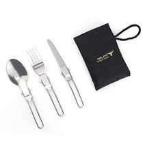 캠핑 용품 접이식 1인용 수저 세트 스푼 포크 나이프 식기 차박 캠핑카 음식 요리, 1인용 접이식 식기 세트