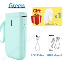 라벨인쇄기 스티커 라벨프린터 NiimbotD11 무선 휴대용 포켓 블루투스 열전사 메이커 고속 인쇄 가정용 사무실 색상 화이트 그린 핑크 소형, 1.D11 Green