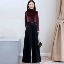 FANSYLI 여자 정장 와이드팬츠 루즈핏 캐쥬얼 하이 웨이스트 긴 바지 W3F2002