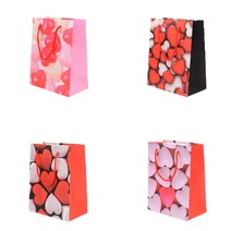 고급형 하트 코팅 쇼핑백 다회용백 백일 떡 도시락 악세서리 선물용 포장 튼튼한 종이 가방 향수 기념일 여자친구 기념 기념품 가방, 작은 레드화이트