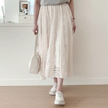 린다샵 홀리크 밴딩 레이스 플레어 롱 스커트-cpsk5277k32