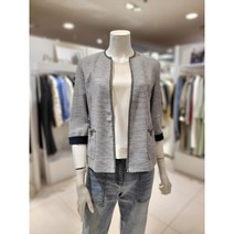 올리비아로렌 스티치라인테두리 소매배색 노카라자켓 VOCFUYM5111