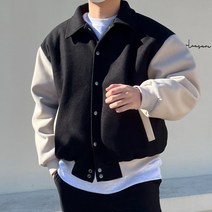 미니멀 배색 남자 바시티 자켓 스타디움 야구 점퍼