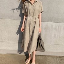 디애이치 코튼린넨 라인 카라 3color 원피스