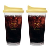 [솜키스트] 1+1 커플 친환경 투명 리유저블 컵 텀블러 473ml [3size], 옐로우+옐로우